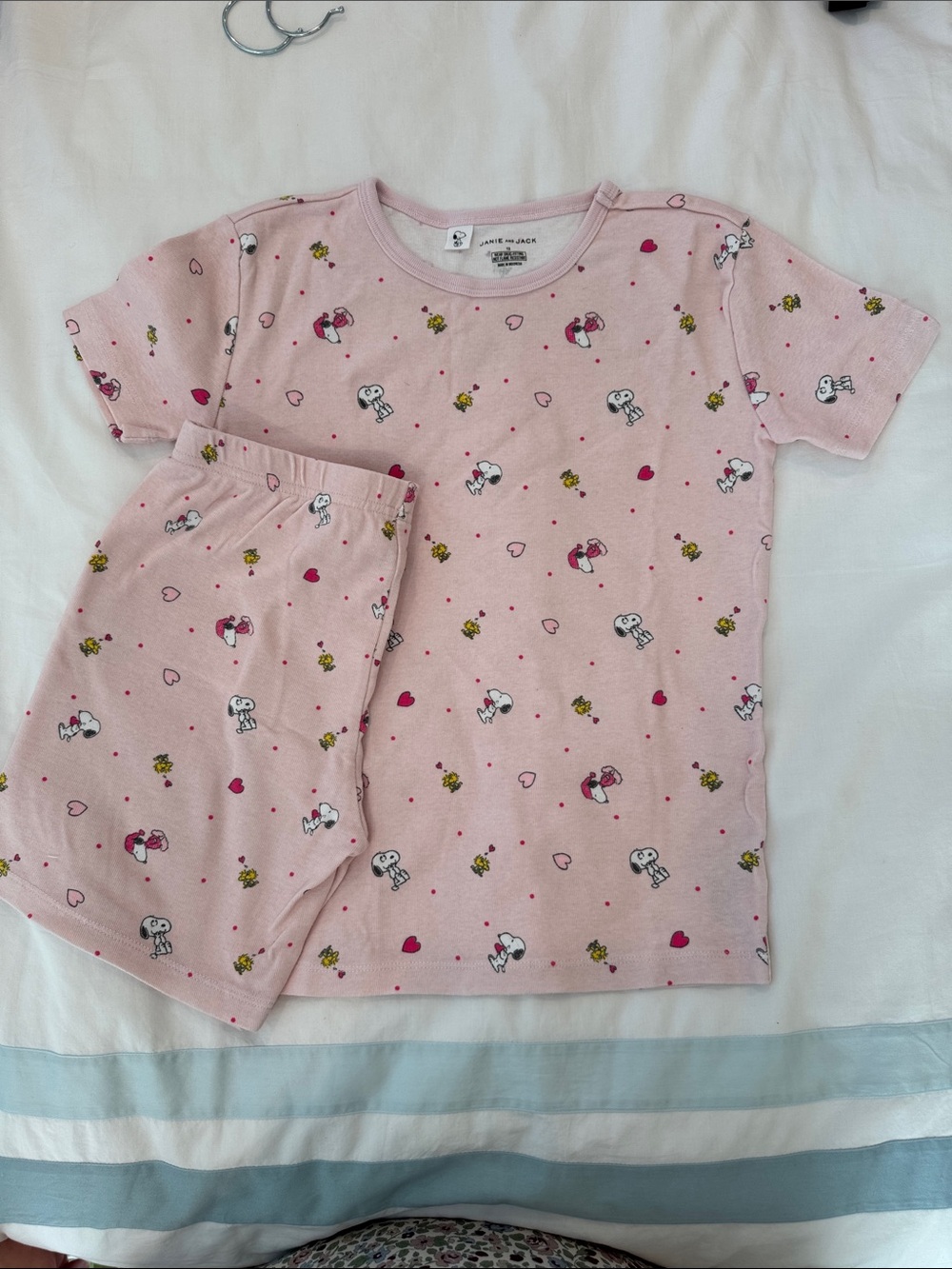 Girls Pink Snoopy Print Short Pajama Set Janie and Jack Peanuts